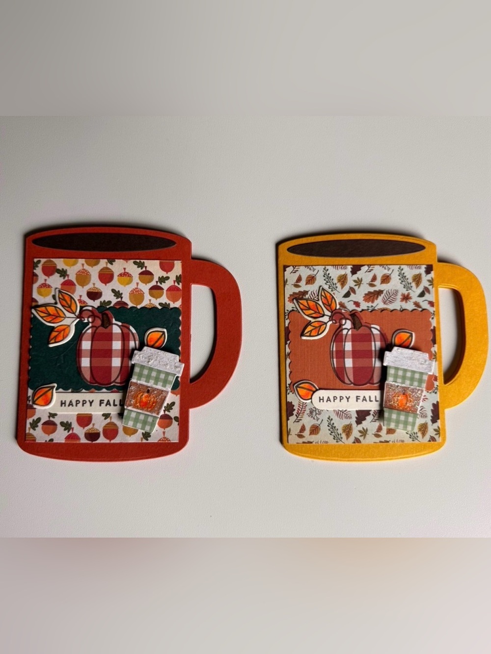 Hand Crafted Fall Gift Card Holders Stamped Coffee - Set of 2